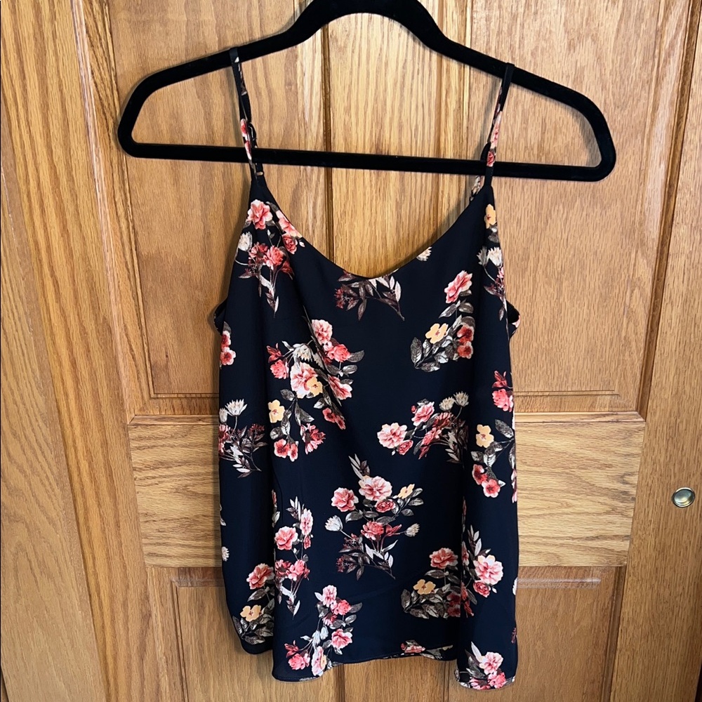 Pink Republic Black Floral Sleeveless Blouse